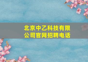 北京中乙科技有限公司官网招聘电话