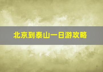 北京到泰山一日游攻略