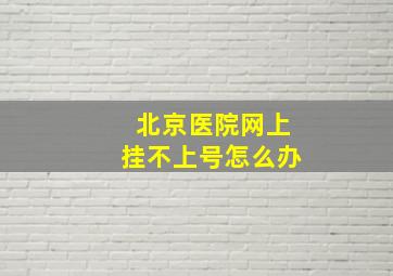 北京医院网上挂不上号怎么办