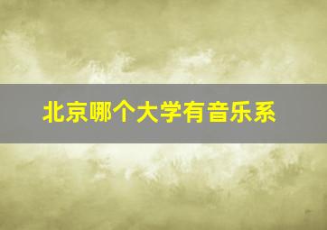 北京哪个大学有音乐系