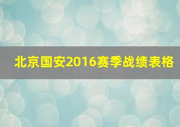 北京国安2016赛季战绩表格