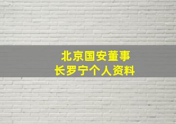 北京国安董事长罗宁个人资料