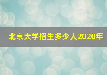 北京大学招生多少人2020年