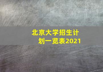 北京大学招生计划一览表2021