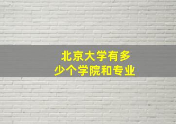 北京大学有多少个学院和专业