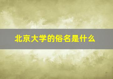 北京大学的俗名是什么