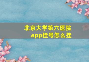 北京大学第六医院app挂号怎么挂