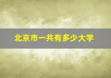 北京市一共有多少大学