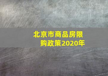 北京市商品房限购政策2020年