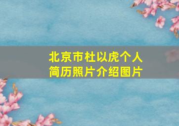 北京市杜以虎个人简历照片介绍图片