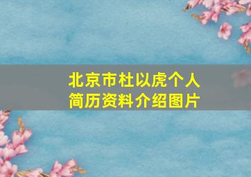 北京市杜以虎个人简历资料介绍图片