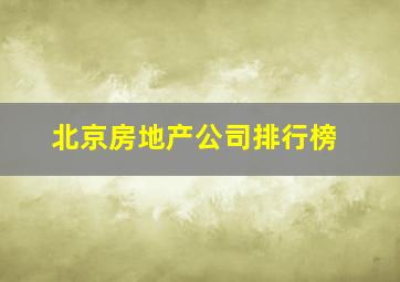 北京房地产公司排行榜