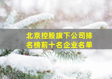 北京控股旗下公司排名榜前十名企业名单