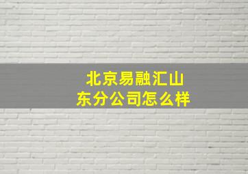 北京易融汇山东分公司怎么样