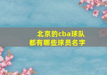 北京的cba球队都有哪些球员名字