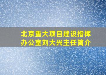 北京重大项目建设指挥办公室刘大兴主任简介