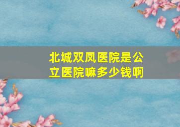 北城双凤医院是公立医院嘛多少钱啊