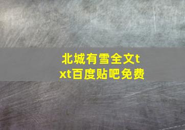 北城有雪全文txt百度贴吧免费