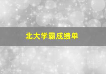 北大学霸成绩单