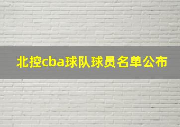 北控cba球队球员名单公布