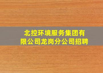 北控环境服务集团有限公司龙岗分公司招聘