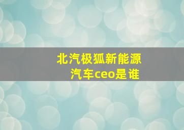 北汽极狐新能源汽车ceo是谁