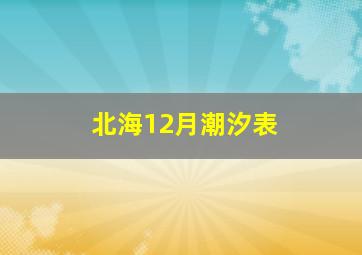 北海12月潮汐表