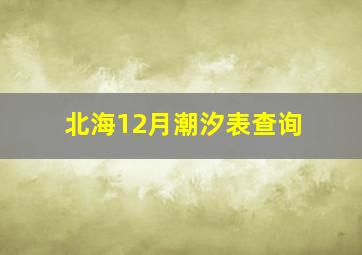 北海12月潮汐表查询