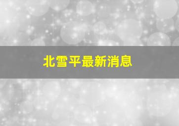 北雪平最新消息