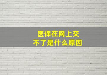 医保在网上交不了是什么原因