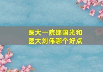 医大一院邵国光和医大刘伟哪个好点