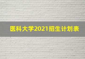 医科大学2021招生计划表