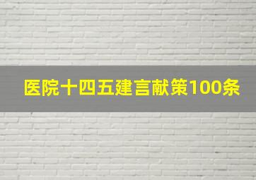 医院十四五建言献策100条