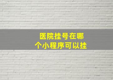 医院挂号在哪个小程序可以挂