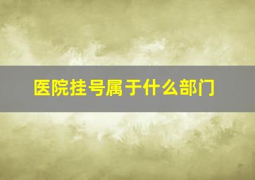 医院挂号属于什么部门