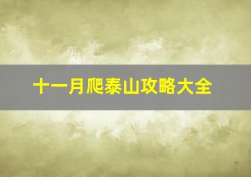 十一月爬泰山攻略大全