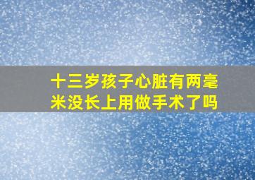 十三岁孩子心脏有两毫米没长上用做手术了吗