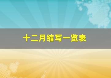 十二月缩写一览表