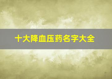 十大降血压药名字大全