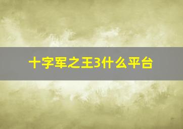 十字军之王3什么平台