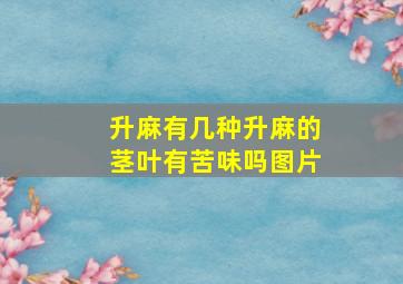 升麻有几种升麻的茎叶有苦味吗图片