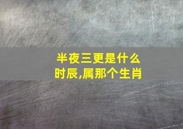 半夜三更是什么时辰,属那个生肖