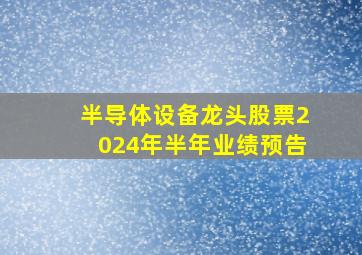 半导体设备龙头股票2024年半年业绩预告