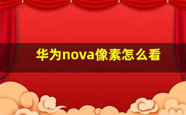 华为nova像素怎么看