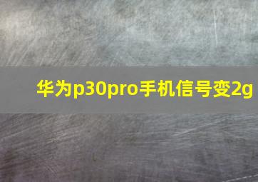 华为p30pro手机信号变2g