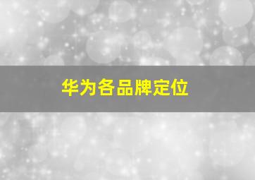 华为各品牌定位