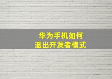 华为手机如何退出开发者模式