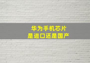 华为手机芯片是进口还是国产