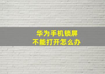 华为手机锁屏不能打开怎么办