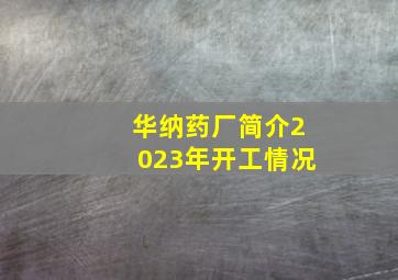 华纳药厂简介2023年开工情况